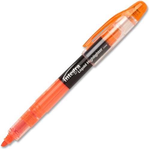 Integra Liquid Highlighters - Chisel Marker Point Style - Fluorescent Orange - 12 / Dozen - Liquid Highlighters - ITA33313