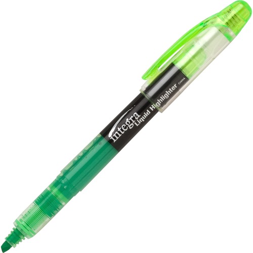 Integra Liquid Highlighters - Chisel Marker Point Style - Green - 12 / Dozen