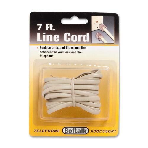 Softalk Line Extension Cord - 7 ft Phone Cable for Phone - First End: 1 x RJ-11 Phone - Second End: 1 x RJ-11 Phone - Extension Cable - Ivory - 1 Each - Telephone Cords & Accessories - SOF48106