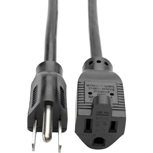 Tripp Lite by Eaton Power Extension Cord, NEMA 5-15P to NEMA 5-15R - 10A, 120V, 18 AWG, 1 ft. (0.31 m), Black - 10A, 18AWG (NEMA 5-15P to NEMA 5-15R) 1-ft."