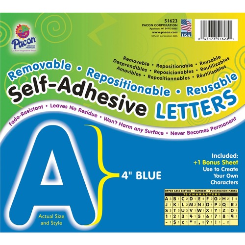 Uppercase Letters Punctuation Marks, Pacon Reusable Self-adhesive Letters 