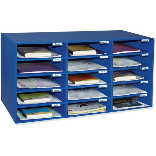 Classroom Keepers 15-Slot Mailbox - 15 Compartment(s) - Compartment Size 3" x 12.50" x 10" - 16.4" Height x 31.5" Width x 12.9" Depth - 70% Recycled - Blue - Cardboard - 1 Each