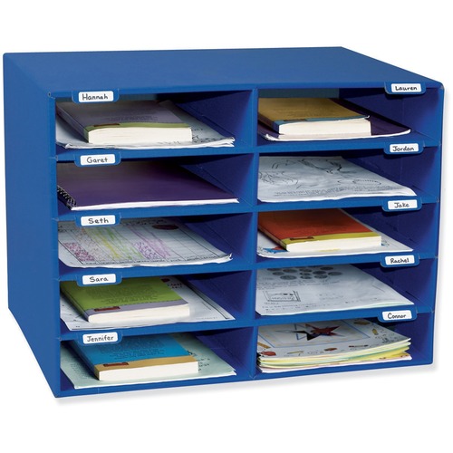 Classroom Keepers 10-Slot Mailbox - 10 Compartment(s) - Compartment Size 3" x 12.50" x 10" - 16.6" Height x 21" Width x 12.9" Depth - 70% Recycled - Blue - 1 Each