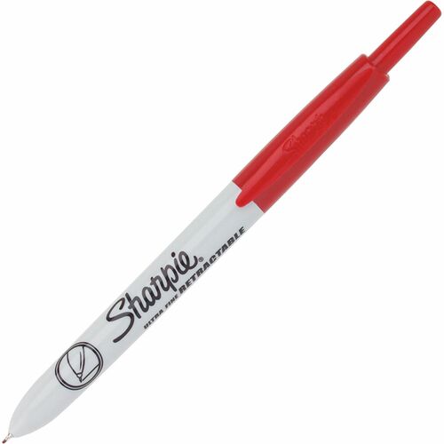 Sharpie Ultra-fine Tip Retractable Markers - Ultra Fine Marker Point - Retractable - Red - 1 Dozen