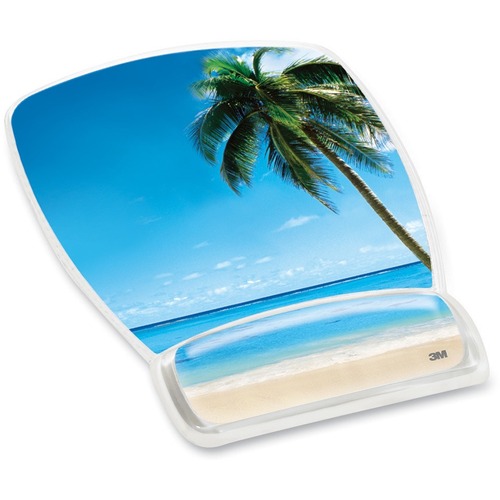 3M Beach Design Gel Mouse Pad Wrist Rest - 8.60" x 6.80" Dimension - Plastic - 1 Pack