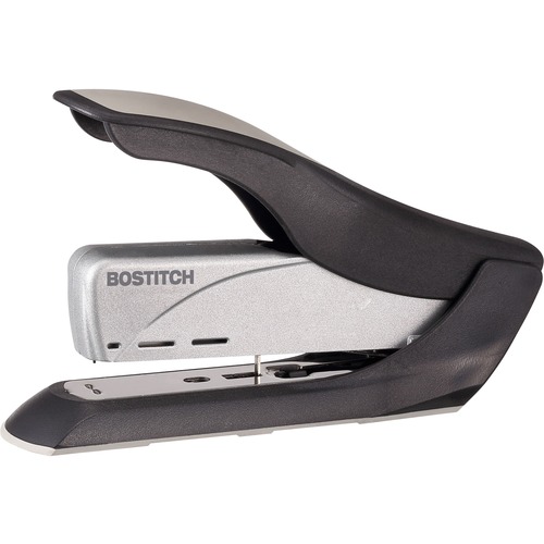 Bostitch Spring-Powered Antimicrobial Heavy Duty Stapler - 65 Sheets Capacity - 500 Staple Capacity - 5/16" , 3/8" Staple Size - 1 Each - Black, Gray