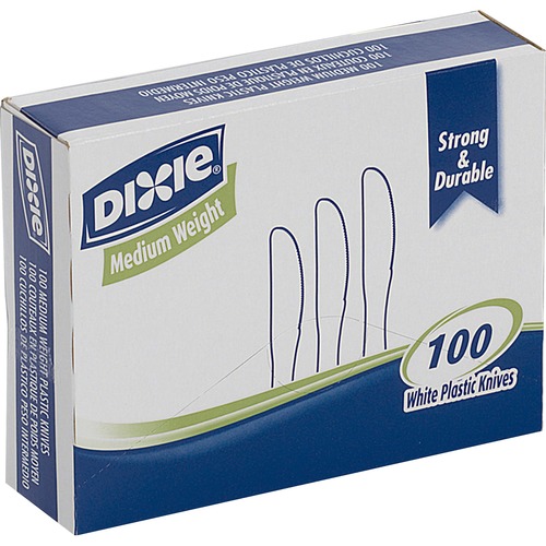 Dixie Medium-weight Disposable Knives Grab-N-Go by GP Pro - 100/Box - Knife - 100 x Knife - White