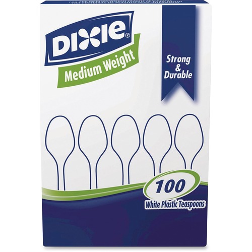 Dixie Medium-weight Disposable Teaspoon Grab-N-Go by GP Pro - 100/Box - Teaspoon - 100 x Teaspoon - White