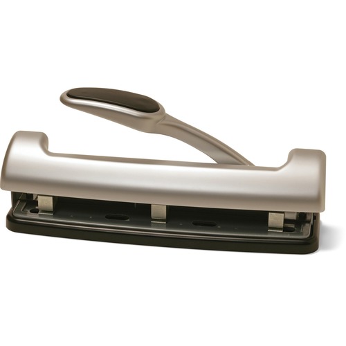 Officemate EZ Lever Adjustable 2-3 Hole Punch - 3 Punch Head(s) - 15 Sheet of 20lb Paper - 9/32" Punch Size - Silver