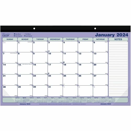 Blueline Monthly Desk Pad/Wall Calendar 17-3/4" x 10-7/8" , English - Monthly - 1 Year - January 2025 - December 2025 - 1 Month Single Page Layout - 17 3/4" x 10 7/8" Sheet Size - 2 x Holes - Chipboard - Desk Pad - Blue, Green - Chipboard - Tear-off - 1 E