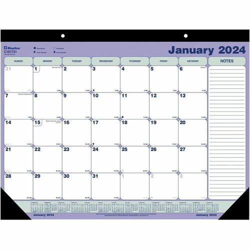 Blueline® Monthly Desk/Wall Calendars - Monthly - 1 Year - January 2023 till December 2023 - 1 Month Single Page Layout - 21 1/4" x 16" Sheet Size - Desk Pad - White - Paper - Hanging Loop, Tear-off - 1 Each