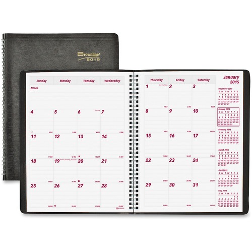 Brownline 14-Month Planner - Monthly - 1 Year - December 2022 - January 2024 - 1 Month Double Page Layout - 8 1/2" x 11" Sheet Size - Desktop - Black - Phone Directory - 1 Each