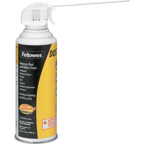 Fellowes Pressurized Duster - For Keyboard - 10 fl oz - Ozone-safe, Non-flammable, Moisture-free, Oil-free, Residue-free, CFC-free, HFC-free - 1 Each - White