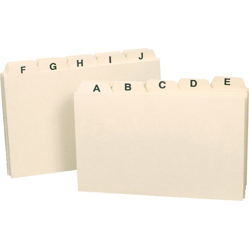 Smead Card Guides with Alphabetic Tab - Character - A-Z - 3" Width x 5" Length - Manila Divider - Recycled - 1 / Set