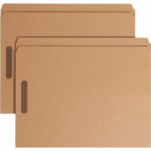 Smead Straight Tab Cut Letter Recycled Fastener Folder - 8 1/2" x 11" - 2 x 2K Fastener(s) - Kraft - Kraft - 10% Recycled - 50 / Box