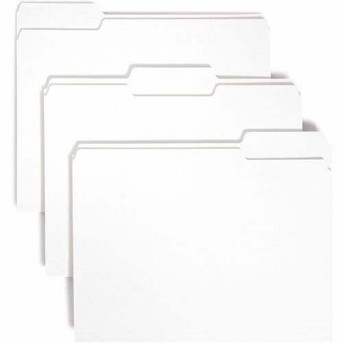 Smead Colored 1/3 Tab Cut Letter Recycled Top Tab File Folder - 8 1/2" x 11" - Top Tab Location - Assorted Position Tab Position - White - 10% Recycled - 100 / Box