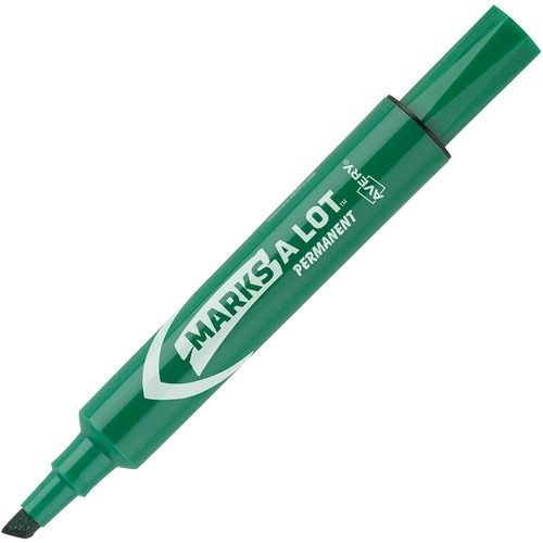 Avery® Avery Marks A Lot Permanent Markers, Regular Desk-Style, 1 Green - Chisel Marker Point - Green Ink - 12 Dozen