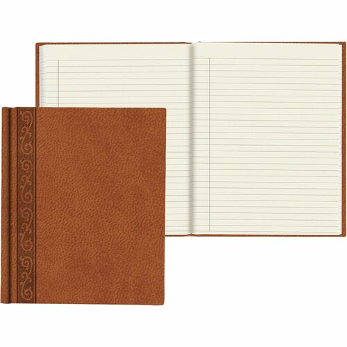 Rediform DaVinci Executive Journals - 150 Sheets - Perfect Bound - Ruled Margin - 7 1/4" x 9 1/4" - Cream Paper - Tan Cover - Acid-free - Recycled - 1 Each