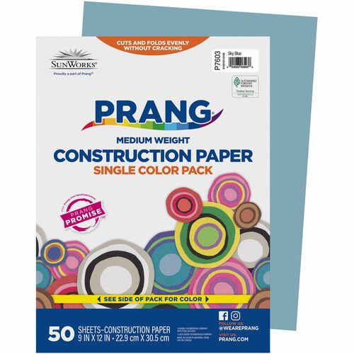 Prang Construction Paper - Multipurpose - 12"Width x 9"Length - 50 / Pack - Sky Blue - Groundwood