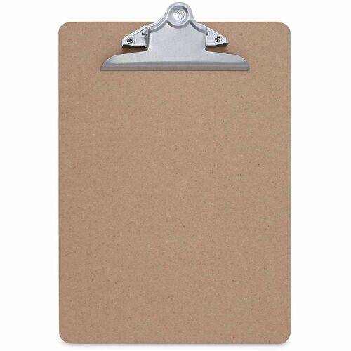 Universal Hardboard Clipboard - 1.25" Clip Capacity - Storage for Document, Form - 8 1/2" x 11" Sheet Size - Hardboard - Brown - 1 Each