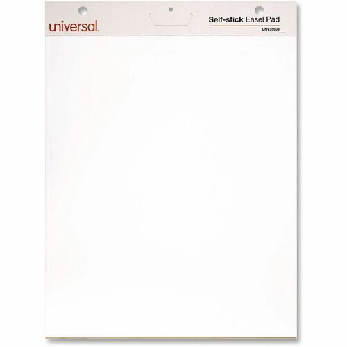 Universal Self-Stick Easel Pad, Unruled, 25 x 30, White, 30 Sheets, 2/Carton - 1 Subject(s) - 30 Sheets - Plain - Stapled - 20 lb Basis Weight - 25" x 30" Sheet Size - 30" Height x 25" Width - White Paper - Cardboard Cover - 2 / Carton