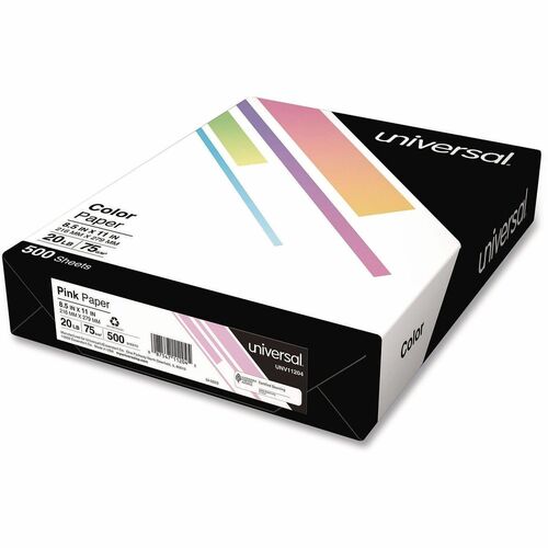 Universal Deluxe Colored Paper, 20 lb Bond Weight, 8.5 x 11, Pink, 500/Ream - 20 lb Basis Weight - 75 g/m² Grammage - Pink - 500 Sheets - 500 / Ream