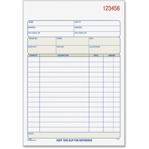 TOPS 3-part/15-item Sales Order Book - 50 Sheet(s) - 15 lb - 3 PartCarbonless Copy - 7.94" x 5.56" Form Size - White, Canary, Pink - Blue Print Color - 1 Each