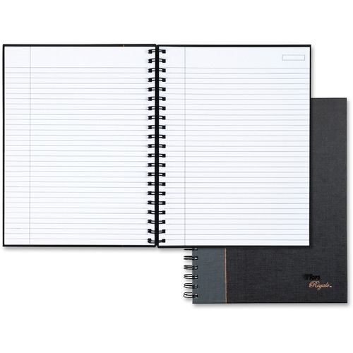 Tops 25331 Royale Business Notebook - 96 Sheets - Wire Bound - 20 lb Basis Weight - 8" x 10 1/2" - White Paper - BlackGeltex, Gray Cover - Hard Cover, Index Sheet, Perforated - 1 Each