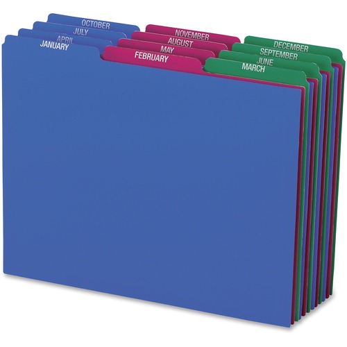 Pendaflex Poly File Guide Sets - Printed Tab(s) - Month - January-December - 8.5" Divider Width x 11" Divider Length - Letter - Assorted Polypropylene Divider - Assorted Tab(s) - Tear Resistant, Wear Resistant, Moisture Resistant - 12 / Set