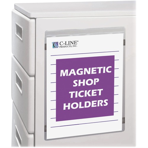 C-Line Magnetic Vinyl Shop Ticket Holders, Welded - 8-1/2 x 11, 15/BX, 83911