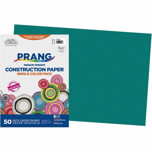 Prang Construction Paper - 18"Width x 12"Length - 50 / Pack - Turquoise