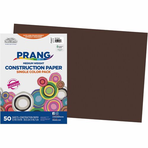 Prang Construction Paper - Art Classes - 18"Width x 12"Length - 50 / Pack - Dark Brown