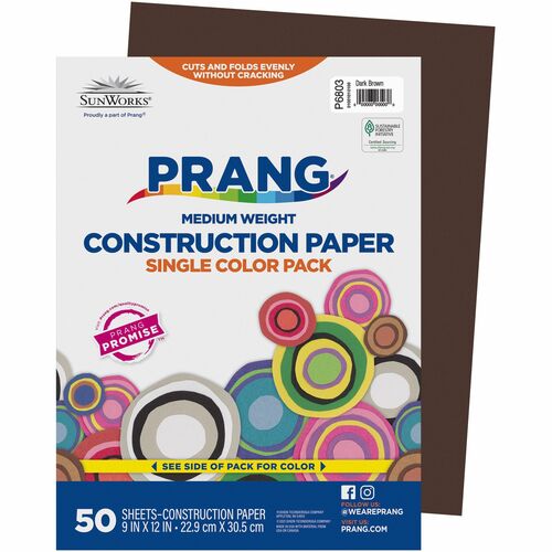 Prang Construction Paper - Art - 12"Width x 9"Length - 50 / Pack - Dark Brown - Groundwood