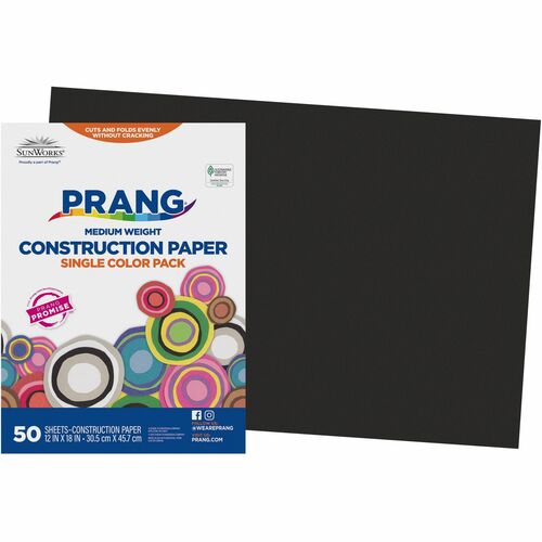 Prang Construction Paper - 36"Width x 24"Length - 50 / Pack - Black