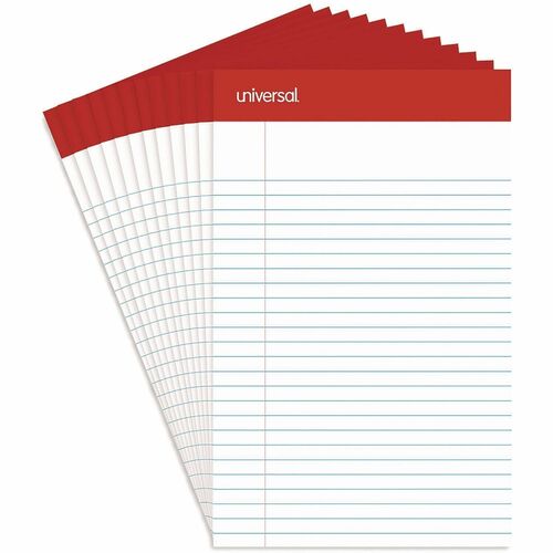 Universal Notepad - 1 Subject(s) - 50 Sheets - Tape Bound - Legal Ruled Red Margin - 16 lb Basis Weight - 5" x 8" Sheet Size - 5" Width - White Paper - 1 Dozen