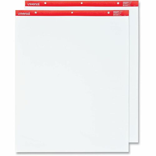 Universal Easel Pads/Flip Charts, Unruled, 27 x 34, White, 50 Sheets, 2/Carton - 1 Subject(s) - 50 Sheets - Plain - Tape Bound - 16 lb Basis Weight - 27" x 34" Sheet Size - 34" Height x 27" Width - White Paper - Chipboard Cover - 2 / Carton