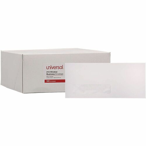 Universal Envelope - Business - #10 - 9 1/2" Width x 4 1/8" Length - 24 lb - Gummed - White - Paper Stock - 500 / Box