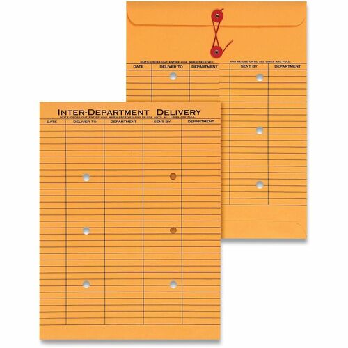 Universal Envelope - Interoffice - #97 - 10" Width x 13" Length - 28 lb - String/Button - Light Brown Kraft - Kraft Paper - 100 / Box