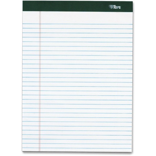 TOPS Double Docket Legal Pad - 100 Sheets - Double Stitched - 16 lb Basis Weight - 8 1/2" x 11 3/4" - 1.76" x 11.8" x 8.5" - White Paper - Heavyweight, Perforated, Rigid, Acid-free, Tear Resistant, Unpunched - 4 / Pack