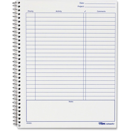 TOPS Noteworks Project Planner - 6 3/4" x 8 1/2" White Sheet - Wire Bound - Poly, Plastic, Chipboard - Metallic Gold CoverPerforated, Acid-free, Tear-off, Snag Resistant - 1 Each