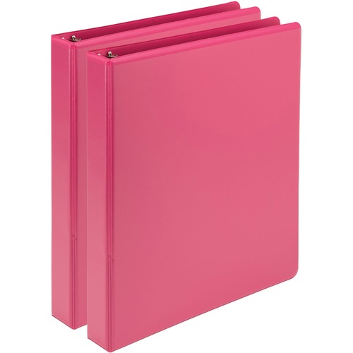 Samsill Earth's Choice Plant-based View Binders - 1" Binder Capacity - Letter - 8 1/2" x 11" Sheet Size - 200 Sheet Capacity - 3 x Round Ring Fastener(s) - 2 Internal Pocket(s) - Chipboard, Polypropylene, Plastic - Berry Pink - 1.34 lb - Recycled - Clear 