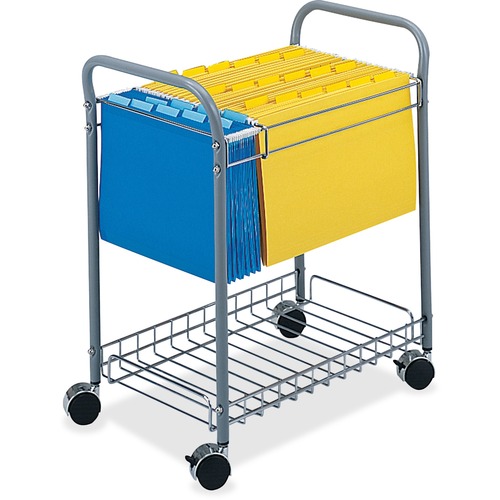 Safco 5225 Rolling Project File Cart - 4 Casters - 21.75" Width x 13" Depth x 24.50" Height - Steel Frame - Gray - 1 Each