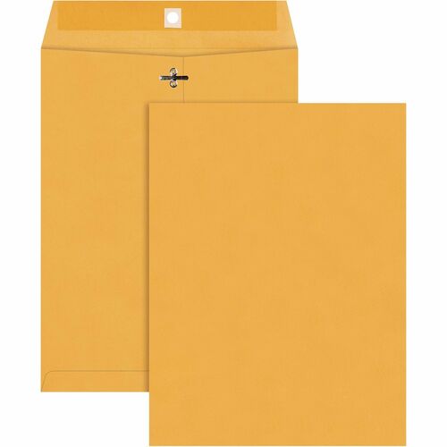 Quality Park 20% Recycled Clasp Envelopes with Deeply Gummed Flaps - #90 - 9" Width x 12" Length - 28 lb - Clasp - Kraft Paper - 100 / Box - Brown