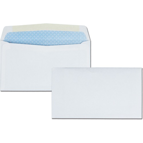 Quality Park No. 6-3/4 Security Tinted Envelopes with Gummed Closure - Security - #6 3/4 - 3 5/8" Width x 6 1/2" Length - 24 lb - Wove - 500 / Box - White