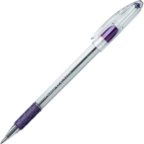 Pentel R.S.V.P. Ballpoint Stick Pens - Fine Pen Point - 0.7 mm Pen Point Size - Refillable - Violet - Clear Barrel
