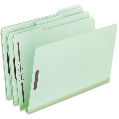 Pendaflex Pressboard Folders with Fastener - 8 1/2" x 14" - 2" Expansion - 2 Fastener(s) - Top Tab Location - Assorted Position Tab Position - Pressboard - Green - 60% Recycled - 25 / Box