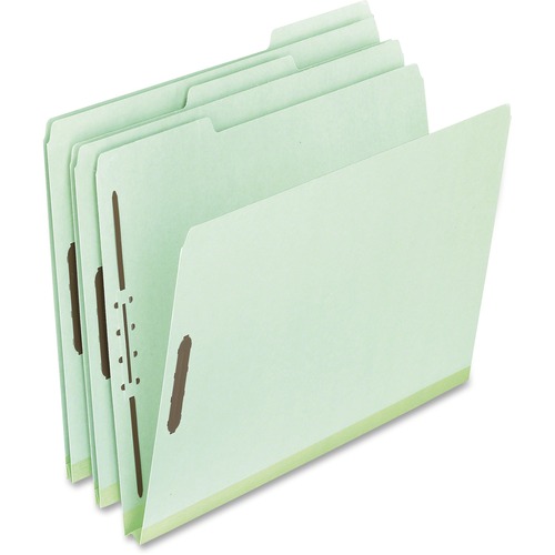 Pendaflex Pressboard Folders with Fastener - 8 1/2" x 11" - 1" Expansion - 2 Fastener(s) - Top Tab Location - Assorted Position Tab Position - Pressboard - Green - 60% Recycled - 25 / Box
