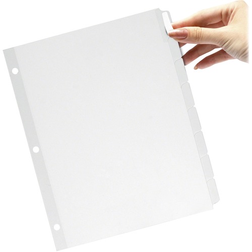 TOPS Oxford Custom Label Dividers - 5 x Divider(s) - Blank Tab(s) - 8 Tab(s)/Set - 8.5" Divider Width x 11" Divider Length - Letter - 3 Hole Punched - Self-adhesive, Removable - White Paper Divider - White Paper Tab(s) - Reinforced Edges - 8 / Pack