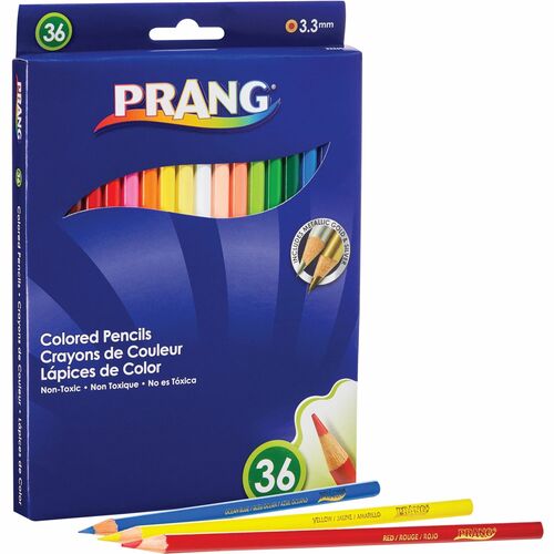 Dixon Prang 7" Colored Pencil - 3.3 mm Lead Diameter - Assorted Wood Barrel - 36 / Set