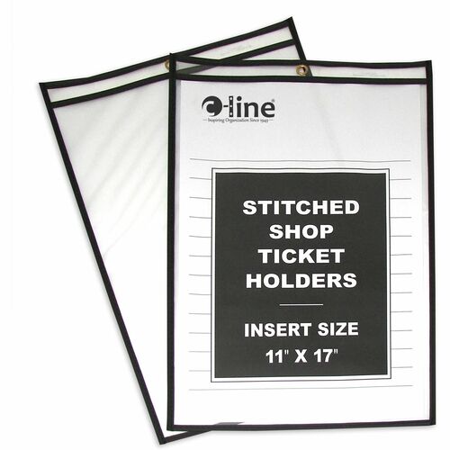 C-Line Shop Ticket Holders, Stitched - Both Sides Clear, 11 x 17, 25/BX, 46117
